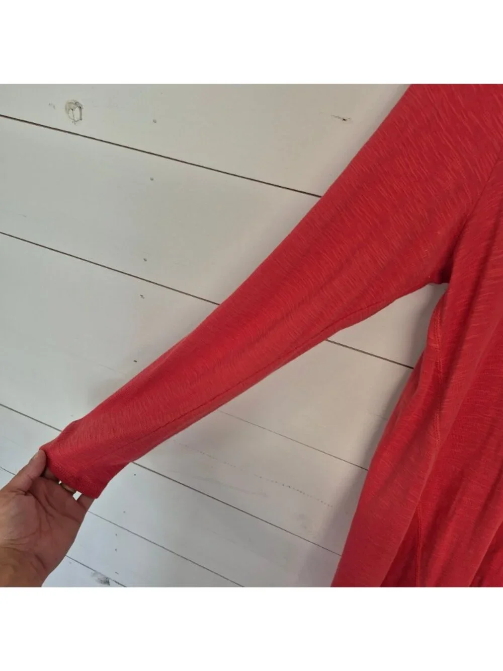 J. Jill Pima Scoop-Neck Elliptical Tunic Long Sleeve Coral Medium - Picture 3 of 6